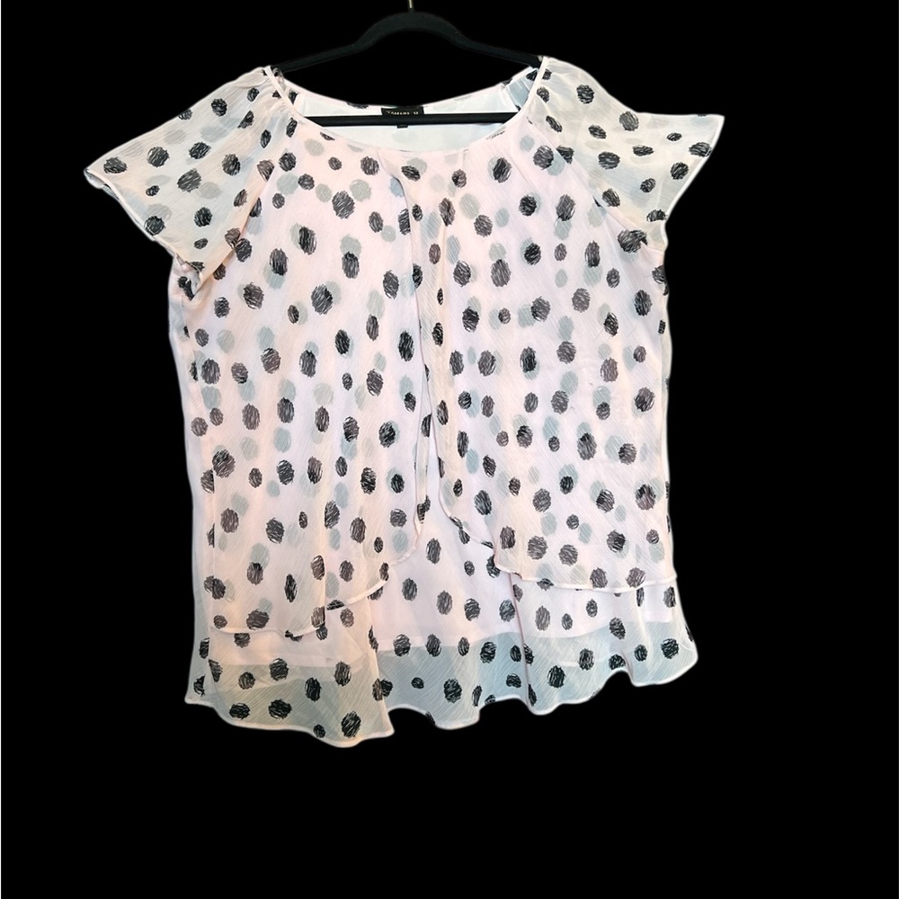 2X pink Polka Dot Women's Top flowy & flattering Tamara H